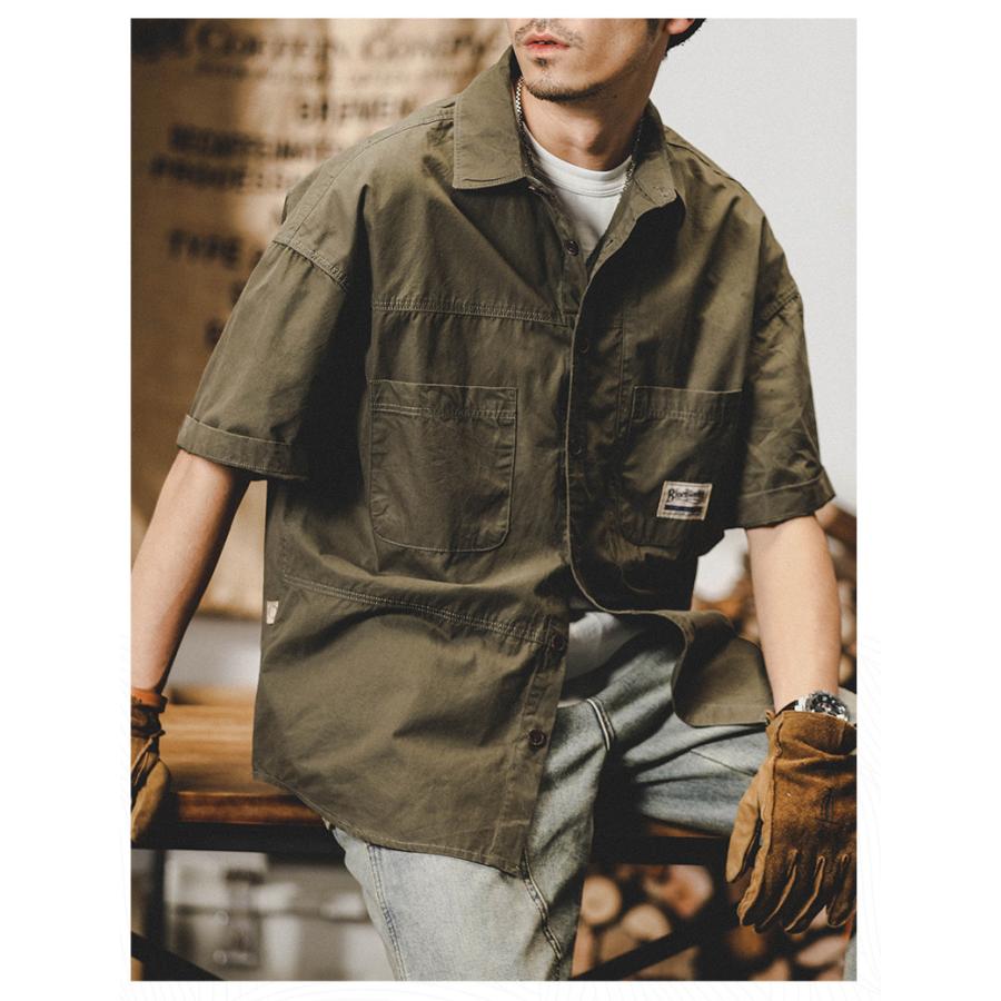 シャツ 半袖 アメカジ メンズ ポケット ベーシック シンプル ワークシャツゆったり オーバーシャツ シャツジャケット 夏 | ホームアイホーム | 07