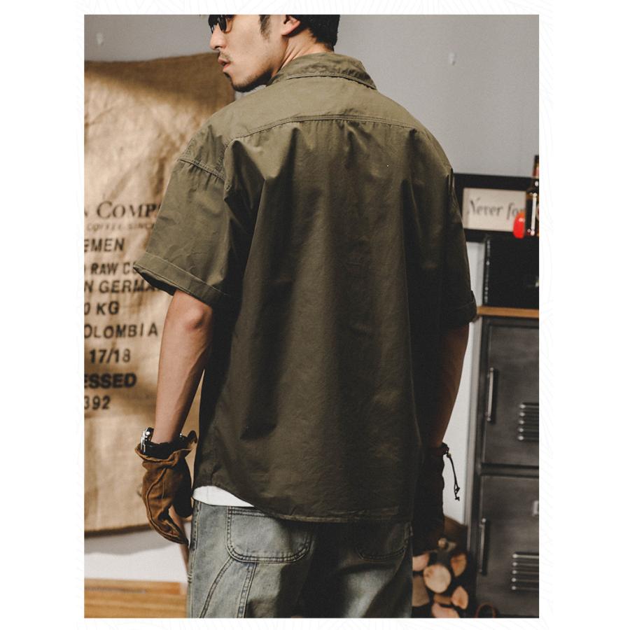 シャツ 半袖 アメカジ メンズ ポケット ベーシック シンプル ワークシャツゆったり オーバーシャツ シャツジャケット 夏 | ホームアイホーム | 10