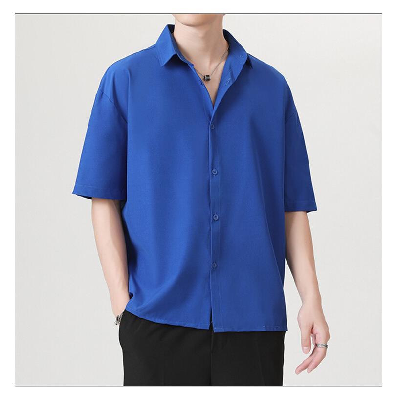 白シャツ カジュアルシャツ メンズ 開襟シャツ 五分袖 ビッグシルエット ストレッチ オーバーサイズ 涼感 ゆったり 涼しい 爽快 サマー ストリート お兄系 | ホームアイホーム | 15