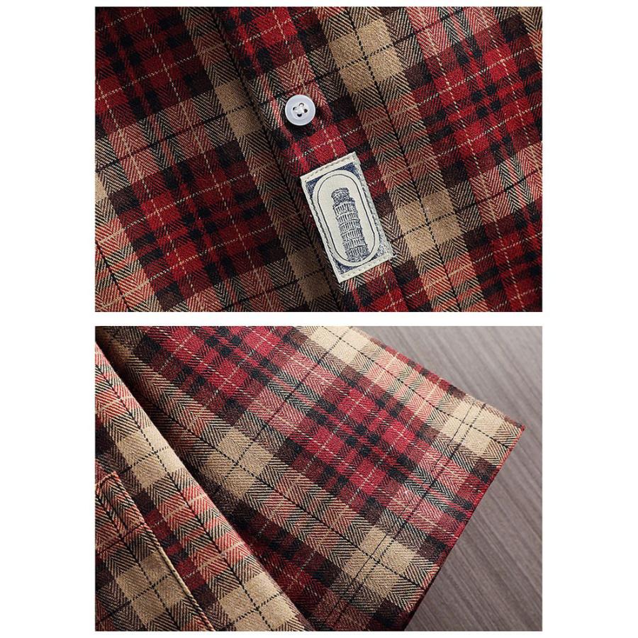 カジュアルシャツ メンズ シャツ 半袖 チェックシャツ ポケット付 マドラスチェック柄 アメカジ おしゃれ 羽織り 春夏 | ブランド登録なし | 06