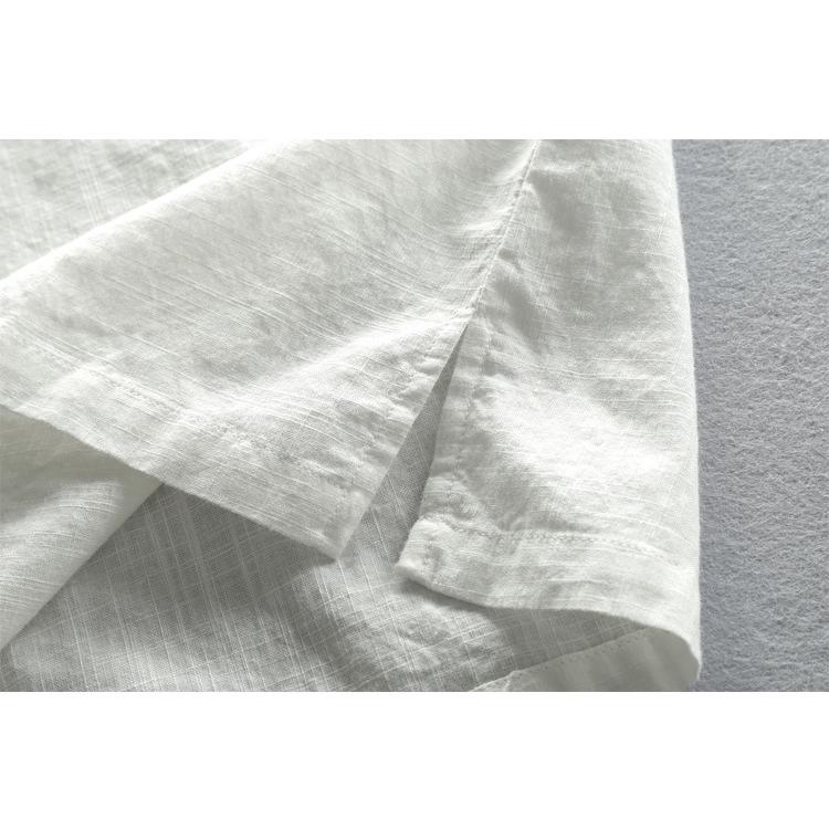 プルオーバーシャツ 白シャツ メンズ リネン 半袖 綿麻 無地 コットン ヘンリーネック カジュアル カットソー 夏 サマー | ホームアイホーム | 13