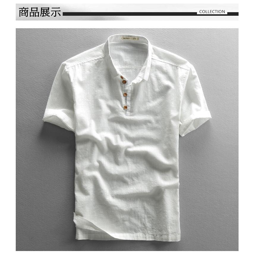 プルオーバーシャツ 白シャツ メンズ リネン 半袖 綿麻 無地 コットン ヘンリーネック カジュアル カットソー 夏 サマー | ホームアイホーム | 05