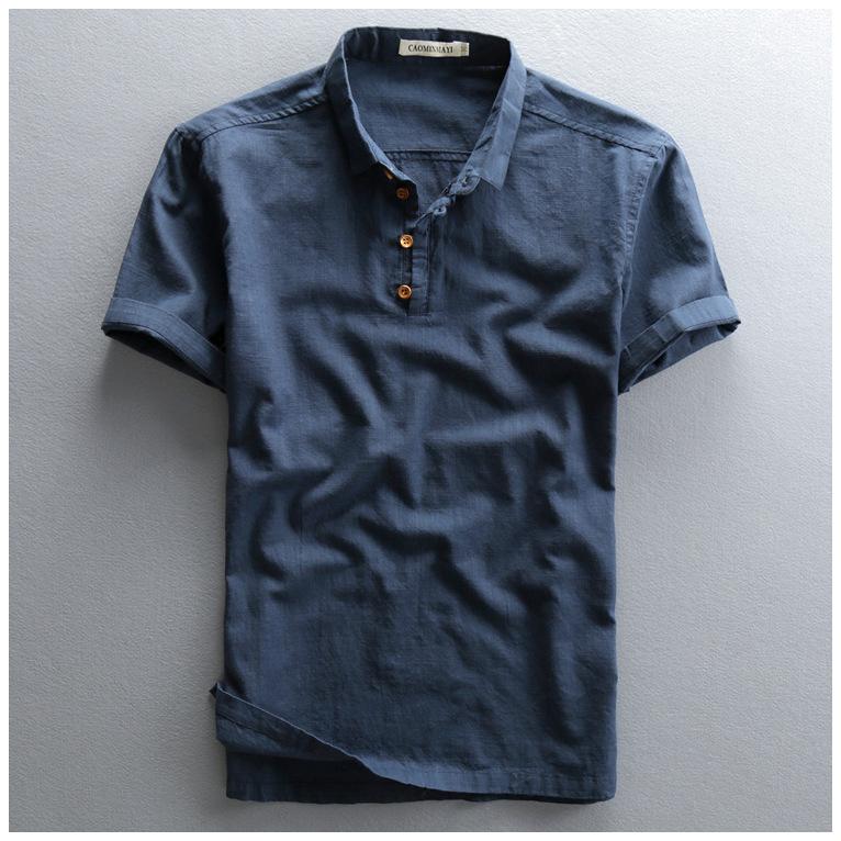 プルオーバーシャツ 白シャツ メンズ リネン 半袖 綿麻 無地 コットン ヘンリーネック カジュアル カットソー 夏 サマー | ホームアイホーム | 08