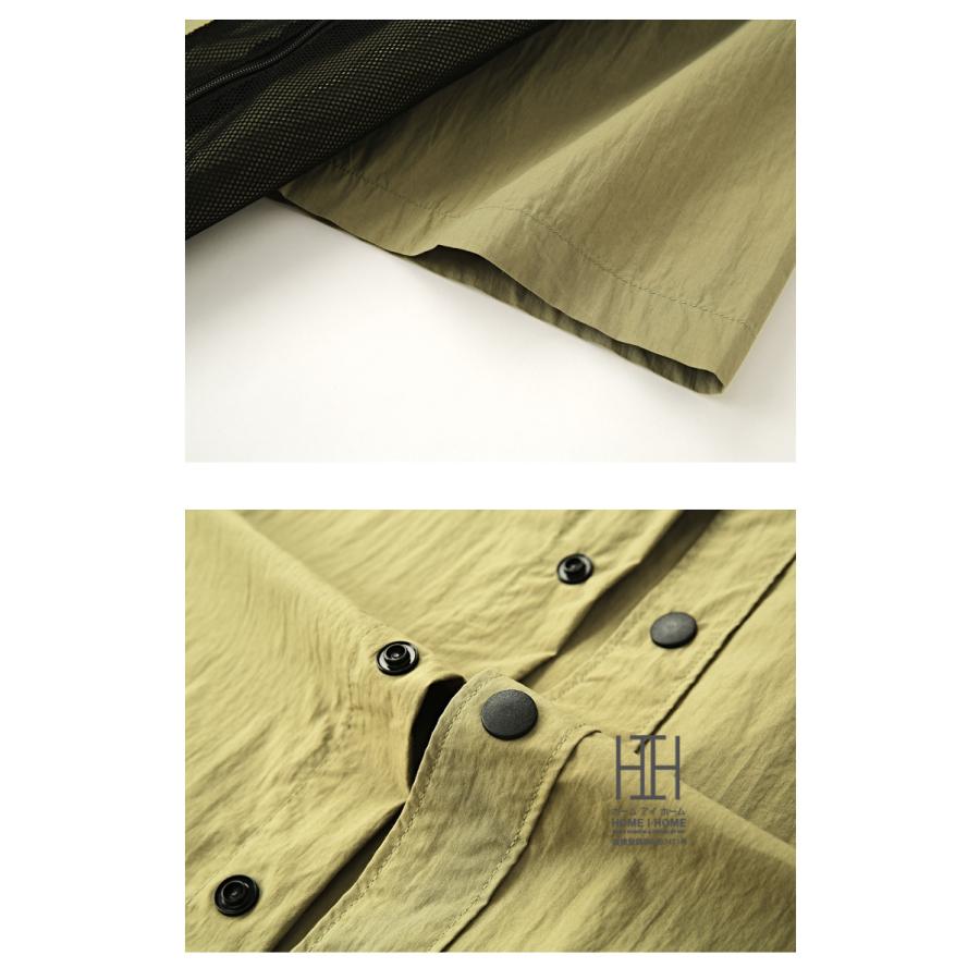 半袖シャツ メンズ ナイロンシャツ カラー配色 メンズシャツ おしゃれ スナップボタン メッシュポケット 速乾 ひんやり アウトドア トップス 羽織り 夏 夏服 | ホームアイホーム | 14