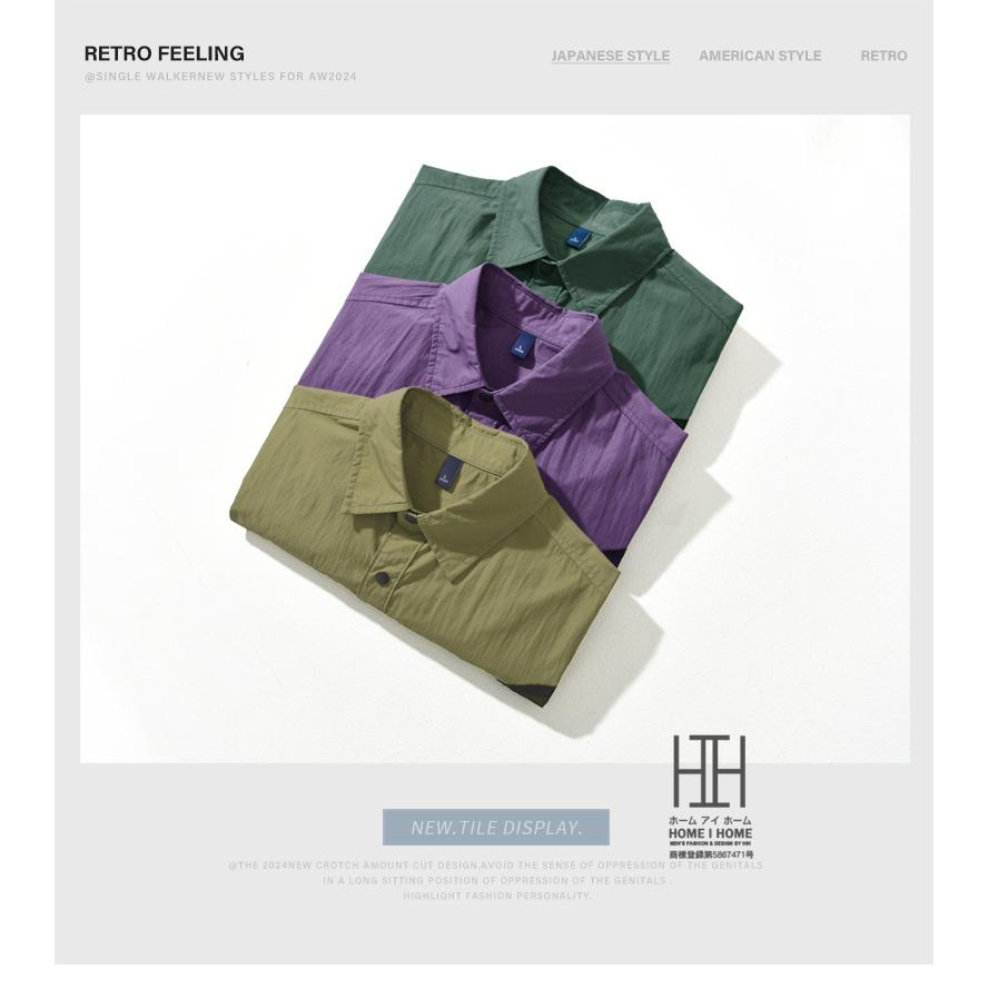 半袖シャツ メンズ ナイロンシャツ カラー配色 メンズシャツ おしゃれ スナップボタン メッシュポケット 速乾 ひんやり アウトドア トップス 羽織り 夏 夏服 | ホームアイホーム | 04