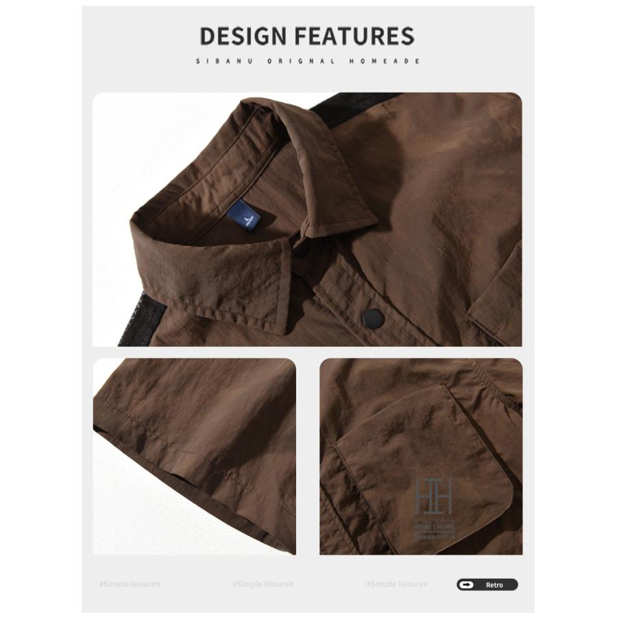 ワークシャツ 半袖 シャツ メンズ ナイロンシャツ 軽量 防シワ 速乾 おしゃれ スナップボタン 胸ポケット付き ひんやり 涼しい 軽い きれいめ メンズシャツ | ホームアイホーム | 04