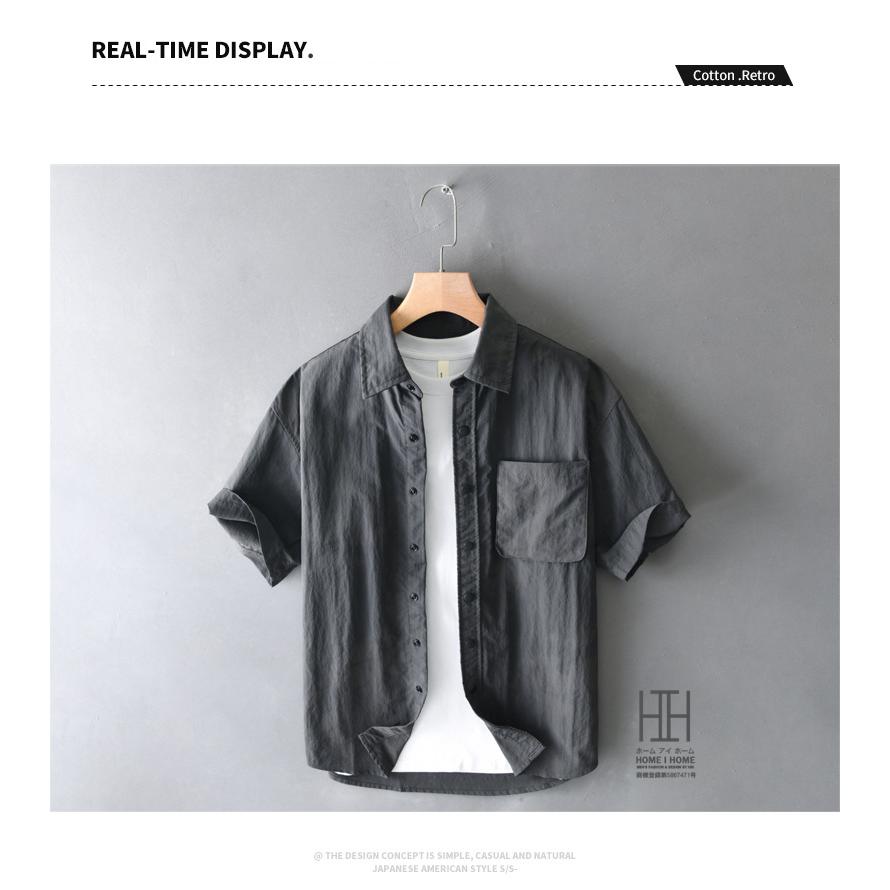 ワークシャツ 半袖 シャツ メンズ ナイロンシャツ 軽量 防シワ 速乾 おしゃれ スナップボタン 胸ポケット付き ひんやり 涼しい 軽い きれいめ メンズシャツ | ホームアイホーム | 07