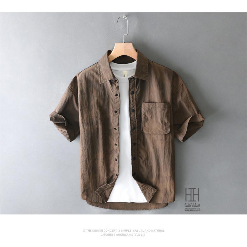 ワークシャツ 半袖 シャツ メンズ ナイロンシャツ 軽量 防シワ 速乾 おしゃれ スナップボタン 胸ポケット付き ひんやり 涼しい 軽い きれいめ メンズシャツ | ホームアイホーム | 08