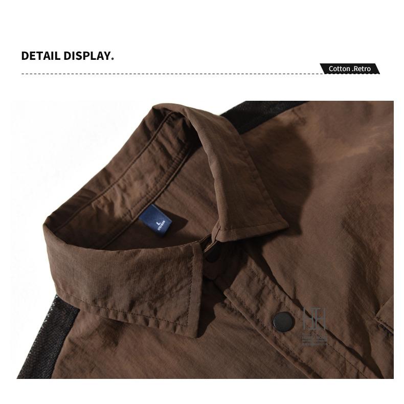 ワークシャツ 半袖 シャツ メンズ ナイロンシャツ 軽量 防シワ 速乾 おしゃれ スナップボタン 胸ポケット付き ひんやり 涼しい 軽い きれいめ メンズシャツ | ホームアイホーム | 10