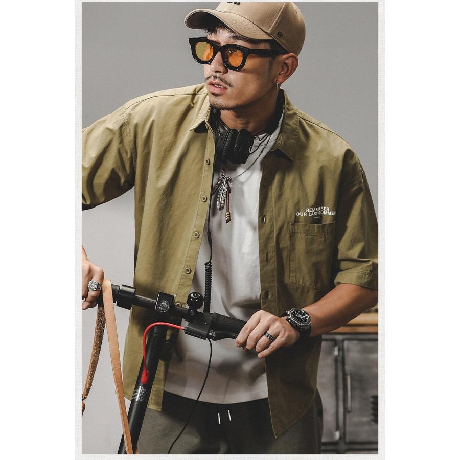 アメカジ ワークシャツ メンズ 白シャツ 半袖 ポケット付き 無地 ストリート バックプリント コットン おしゃれ 夏 | ホームアイホーム | 12