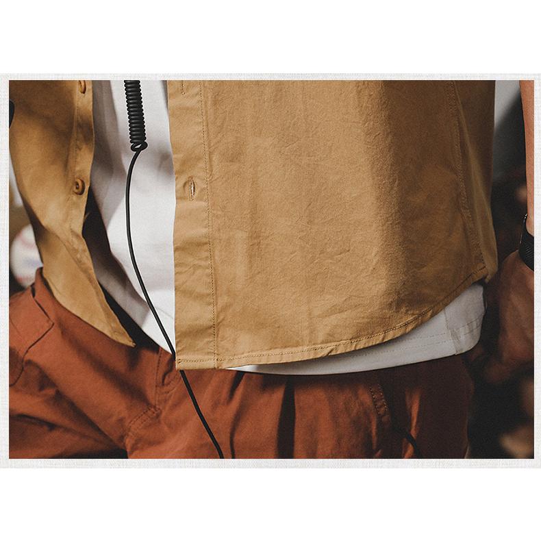 アメカジ ワークシャツ メンズ 白シャツ 半袖 ポケット付き 無地 ストリート バックプリント コットン おしゃれ 夏 | ホームアイホーム | 16