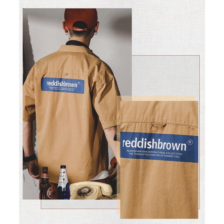 アメカジ ワークシャツ メンズ 白シャツ 半袖 ポケット付き 無地 ストリート バックプリント コットン おしゃれ 夏 | ホームアイホーム | 07