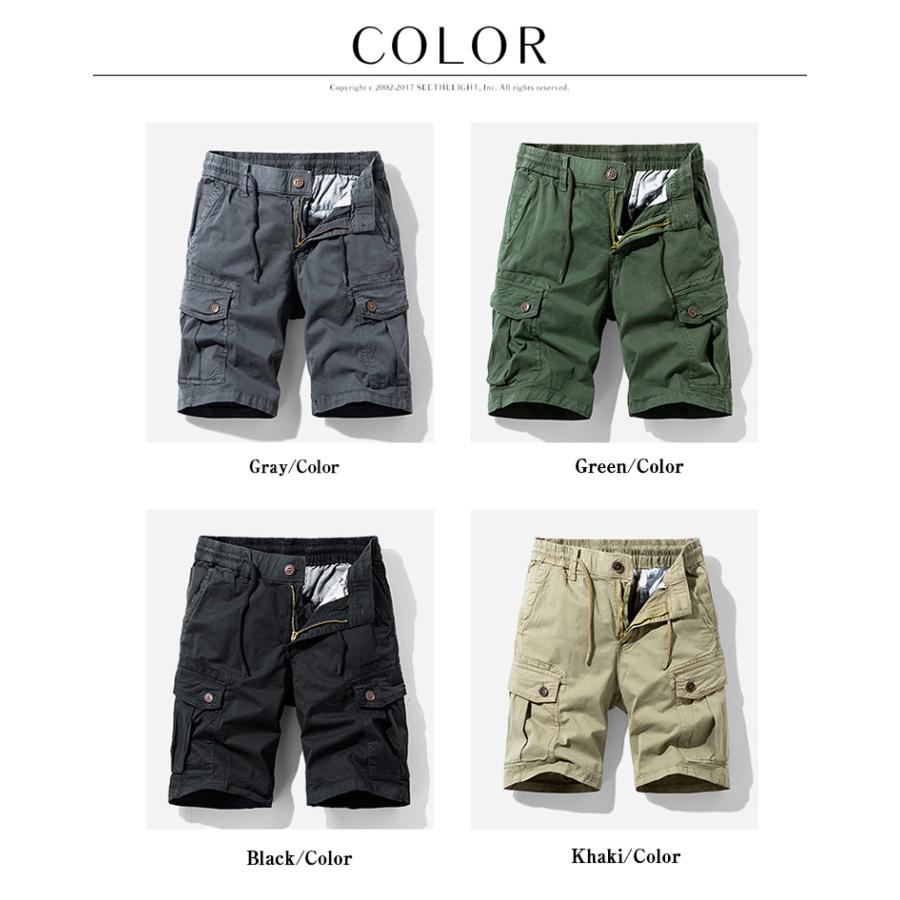 ハーフカーゴパンツ メンズ ハーフパンツ ショート丈 無地 短パン イージーパンツ 多ポケット ストレッチ カジュアル 夏 ボトムス | ホームアイホーム | 06