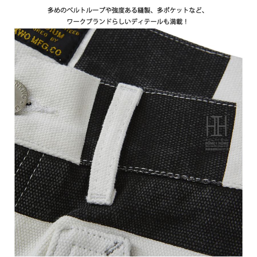 ショートパンツ ハーフパンツ メンズ ボーダー柄 ベイカーショートパンツ サンドウォッシュ加工 フロントボタンフライ 帆布 綿100 モーターサイクル 短パン | ホームアイホーム | 14