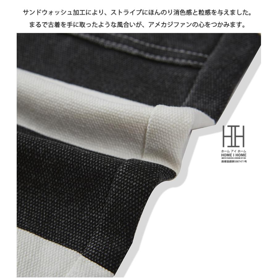 ショートパンツ ハーフパンツ メンズ ボーダー柄 ベイカーショートパンツ サンドウォッシュ加工 フロントボタンフライ 帆布 綿100 モーターサイクル 短パン | ホームアイホーム | 18