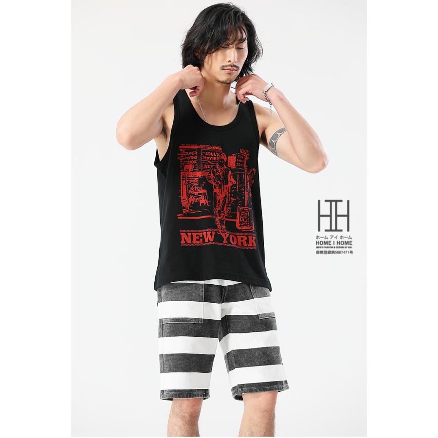 ショートパンツ ハーフパンツ メンズ ボーダー柄 ベイカーショートパンツ サンドウォッシュ加工 フロントボタンフライ 帆布 綿100 モーターサイクル 短パン | ホームアイホーム | 03