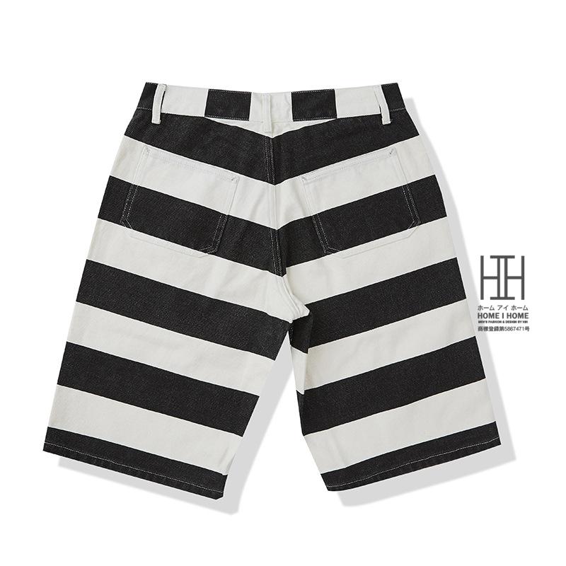 ショートパンツ ハーフパンツ メンズ ボーダー柄 ベイカーショートパンツ サンドウォッシュ加工 フロントボタンフライ 帆布 綿100 モーターサイクル 短パン | ホームアイホーム | 08