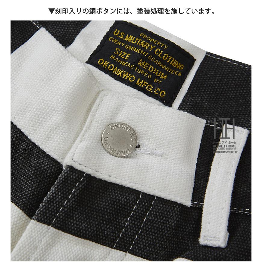 ショートパンツ ハーフパンツ メンズ ボーダー柄 ベイカーショートパンツ サンドウォッシュ加工 フロントボタンフライ 帆布 綿100 モーターサイクル 短パン | ホームアイホーム | 10