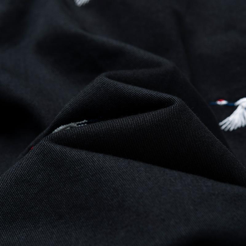 ショートパンツ メンズ 半ズボン 夏 短パン 鶴模様の刺繍入り ハーフパンツ おしゃれ スリム スタイリッシュ 柔らかい ウォッシュ加工済み カジュアル | ホームアイホーム | 16