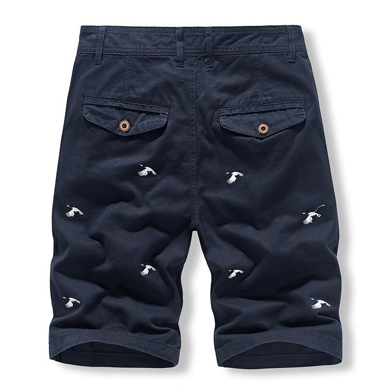 ショートパンツ メンズ 半ズボン 夏 短パン 鶴模様の刺繍入り ハーフパンツ おしゃれ スリム スタイリッシュ 柔らかい ウォッシュ加工済み カジュアル | ホームアイホーム | 06