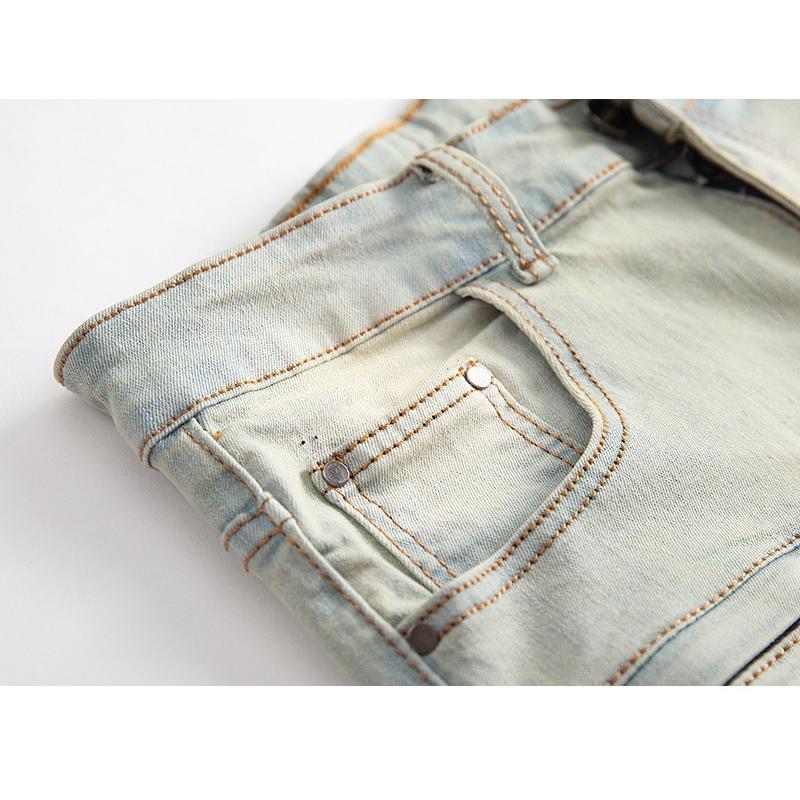 デニム ショートパンツ カットオフ メンズ 膝丈 ダメージ加工 ストレッチ ヒゲ ギャザータック ハーフパンツ 夏 カジュアル | ブランド登録なし | 12