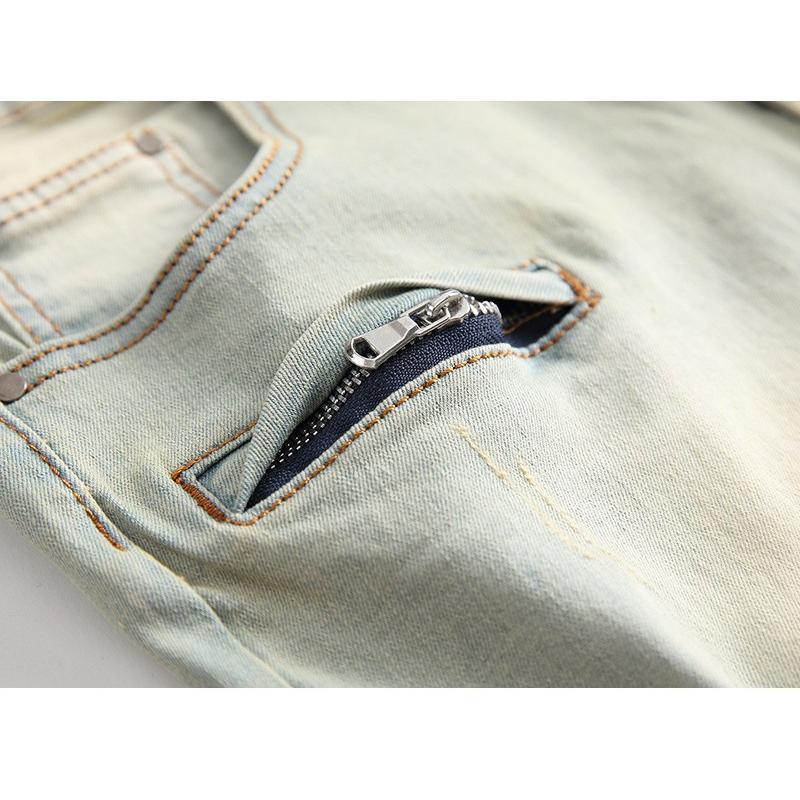 デニム ショートパンツ カットオフ メンズ 膝丈 ダメージ加工 ストレッチ ヒゲ ギャザータック ハーフパンツ 夏 カジュアル | ブランド登録なし | 14