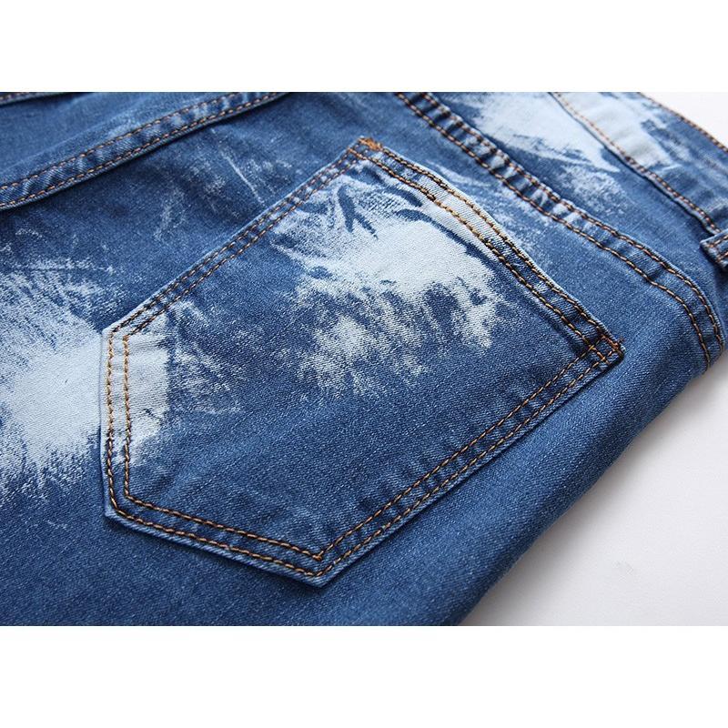 デニム ショートパンツ カットオフ メンズ 膝丈 ダメージ加工 ストレッチ ヒゲ ギャザータック ハーフパンツ 夏 カジュアル | ブランド登録なし | 19