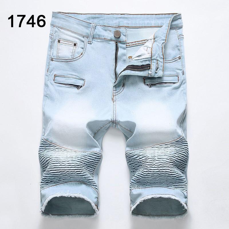 デニム ショートパンツ カットオフ メンズ 膝丈 ダメージ加工 ストレッチ ヒゲ ギャザータック ハーフパンツ 夏 カジュアル | ブランド登録なし | 09