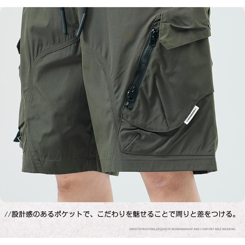 ハーフパンツ 短パン メンズ 大きいサイズ カーゴパンツ 接触冷感 ドライ 吸水速乾 涼しい おしゃれ ウエストゴム ワーク ひざ丈 5分丈 パンツ ショートパンツ | ホームアイホーム | 22