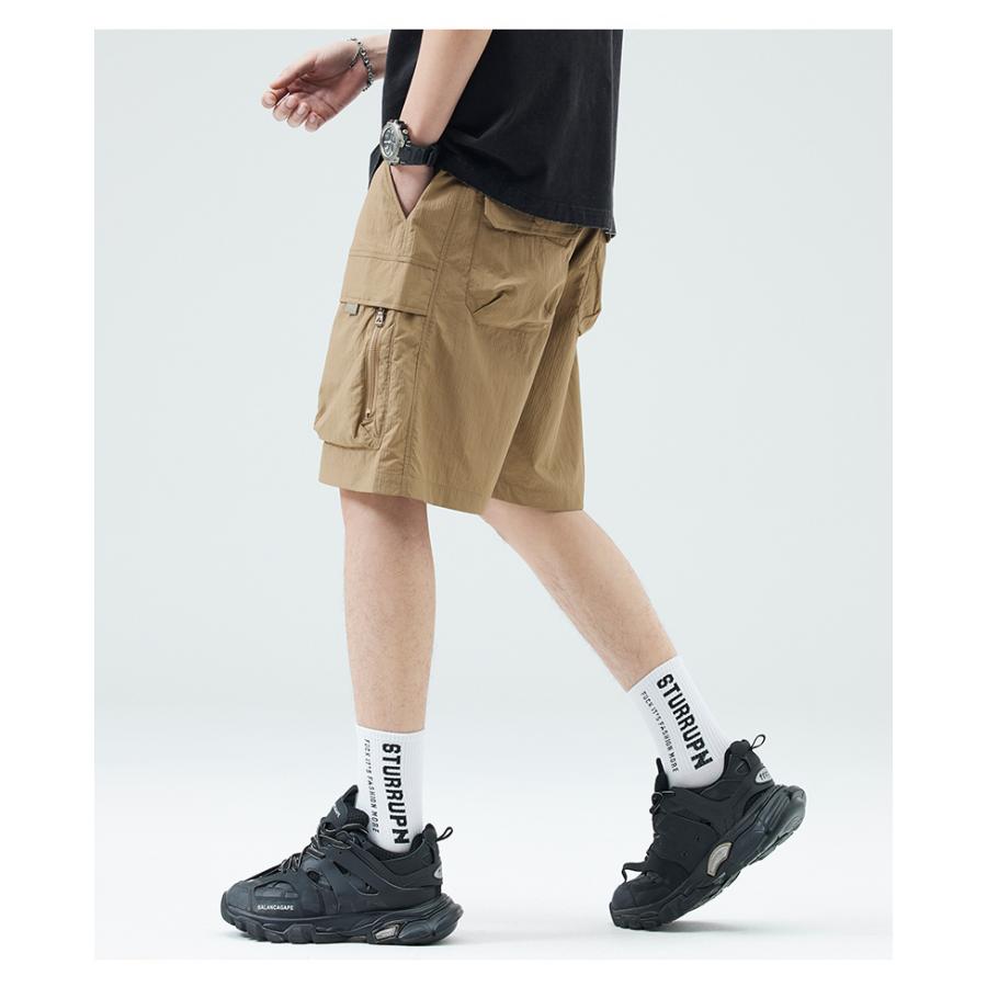 ハーフパンツ 短パン メンズ カーゴパンツ ベルト付き 接触冷感 ドライ 吸水速乾 水陸両用 おしゃれ イージーパンツ ウエストゴム ショートパンツ 大きいサイズ | ホームアイホーム | 09