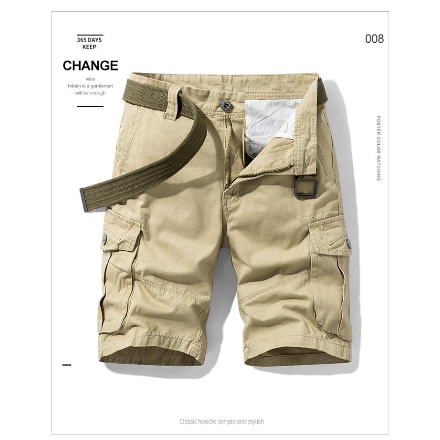 ハーフカーゴパンツ メンズ ショートパンツ ワークパンツ ミリタリー 無地 五分丈 ゆたり 通気 綿 サマー アウトドア | ホームアイホーム | 03