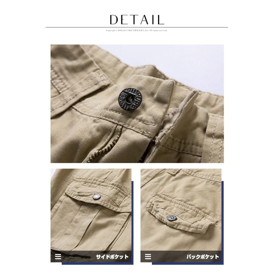 ハーフカーゴパンツ メンズ ショートパンツ ワークパンツ ミリタリー 無地 五分丈 ゆたり 通気 綿 サマー アウトドア | ホームアイホーム | 04
