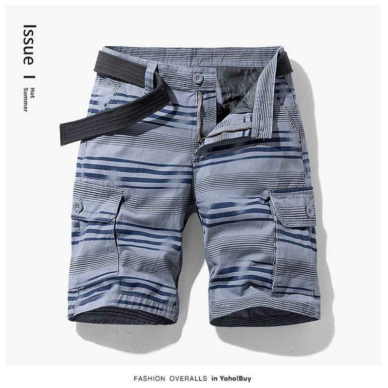 カーゴパンツ ショートパンツ ボーダー柄 メンズ短パン おしゃれ 多ポケット アウトドア カジュアル 夏 ハーフパンツ | ホームアイホーム | 04