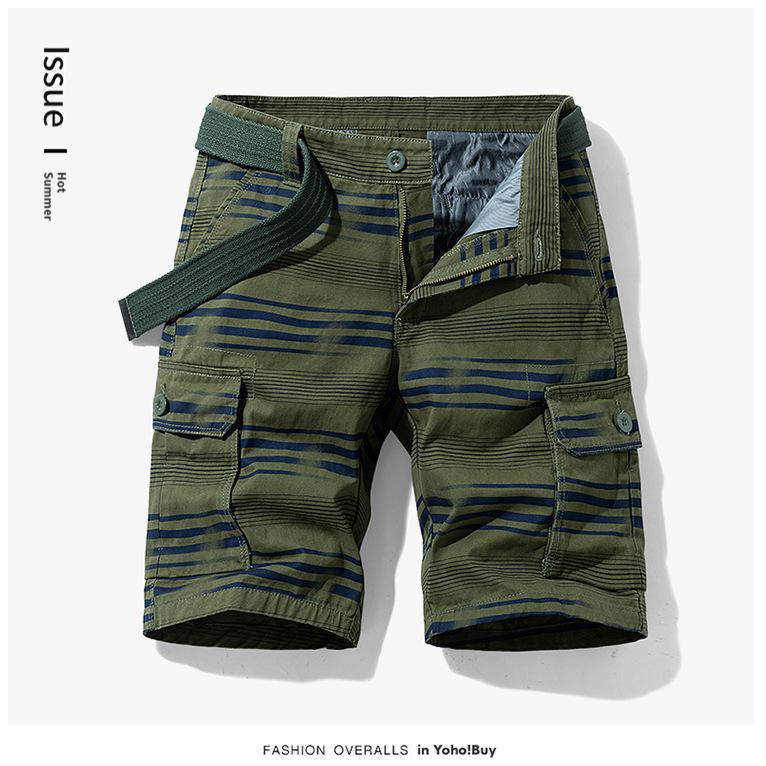 カーゴパンツ ショートパンツ ボーダー柄 メンズ短パン おしゃれ 多ポケット アウトドア カジュアル 夏 ハーフパンツ | ホームアイホーム | 05