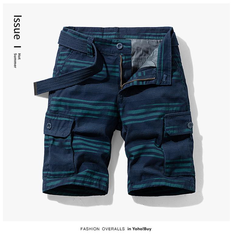 カーゴパンツ ショートパンツ ボーダー柄 メンズ短パン おしゃれ 多ポケット アウトドア カジュアル 夏 ハーフパンツ | ホームアイホーム | 06
