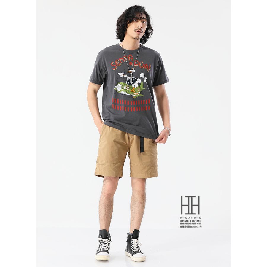 ショートパンツ メンズ 接触冷感 涼感 冷感 短パン ベルト付き イージーパンツ ゴムウェスト アウトドア クライミングパンツ ハーフパンツ 膝上 おしゃれ | ホームアイホーム | 05