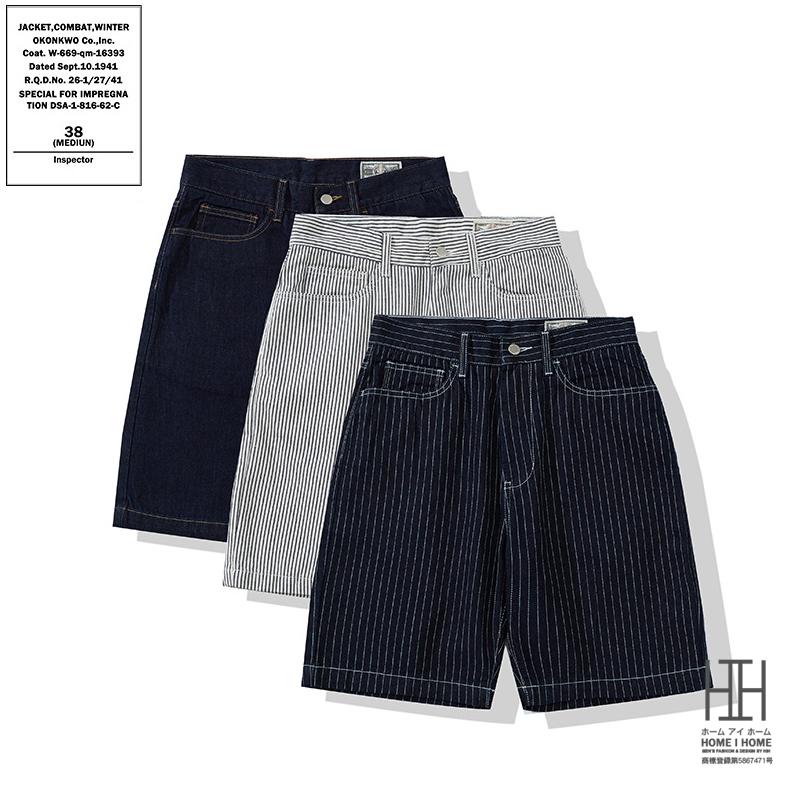 ショートパンツ ショーツ 短パン ハーフパンツ メンズ デニム パンツ ヘビーウェイト ジーンズ ジーパン ストライプ柄 ウォッシュ加工済み 綿 100 夏用 おしゃれ | ホームアイホーム