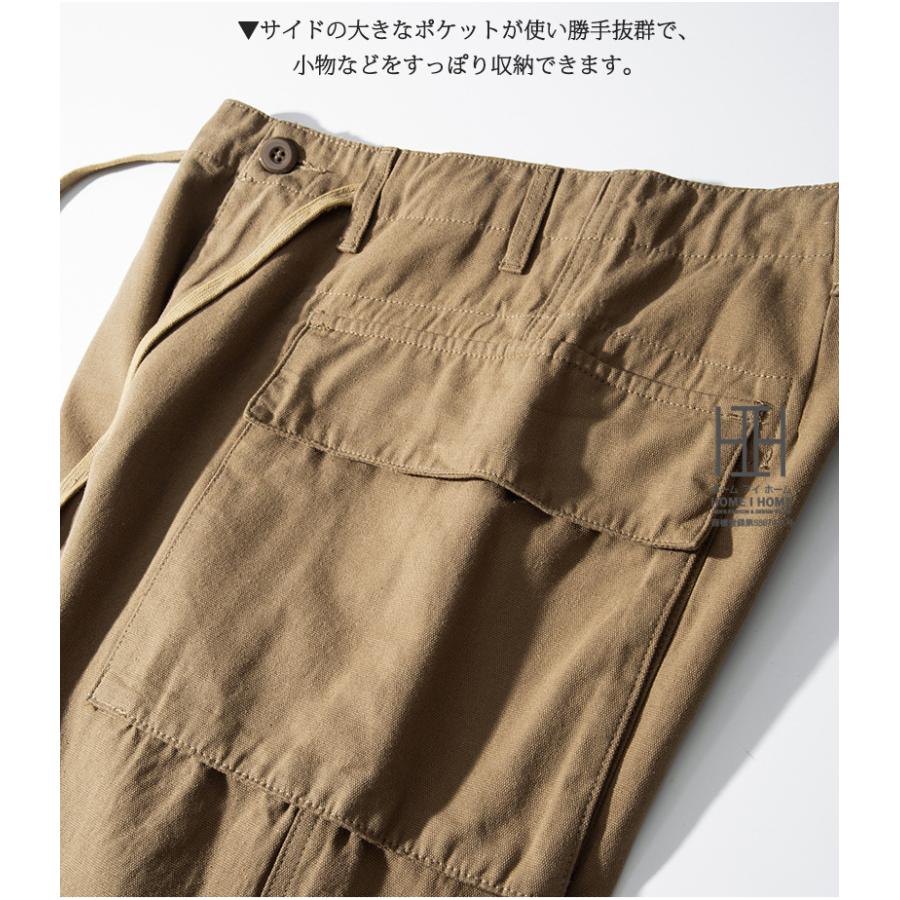 ショートカーゴパンツ メンズ ハーフパンツ 大容量ポケット 綿100％ キャンバス M42 カーキ 軍パン M-42 ミリタリーパンツ 短パン アウトドア 半ズボン 丈夫 | ホームアイホーム | 15