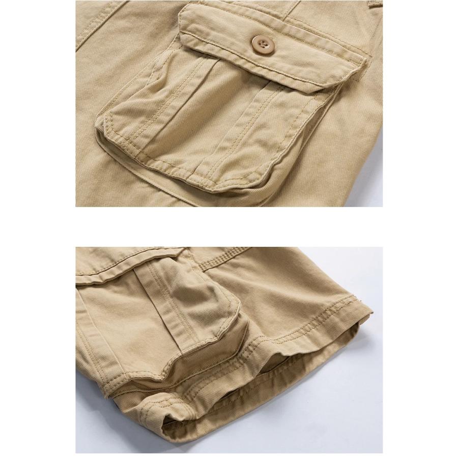 五分丈カーゴパンツ 半ズボン メンズ 短パン 無地多ポケット ワークパンツ 作業着 アウトドア ミリタリー系 カジュアル サマー 夏 ショートパンツ | ホームアイホーム | 10
