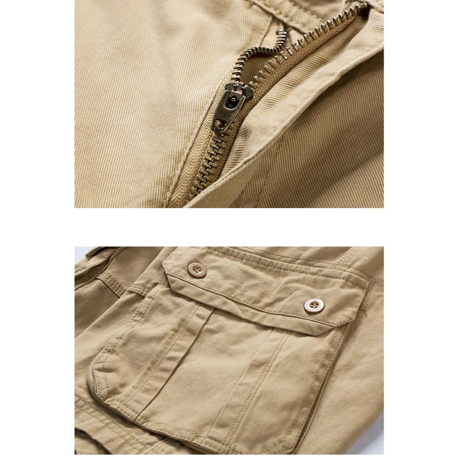 五分丈カーゴパンツ 半ズボン メンズ 短パン 無地多ポケット ワークパンツ 作業着 アウトドア ミリタリー系 カジュアル サマー 夏 ショートパンツ | ホームアイホーム | 09