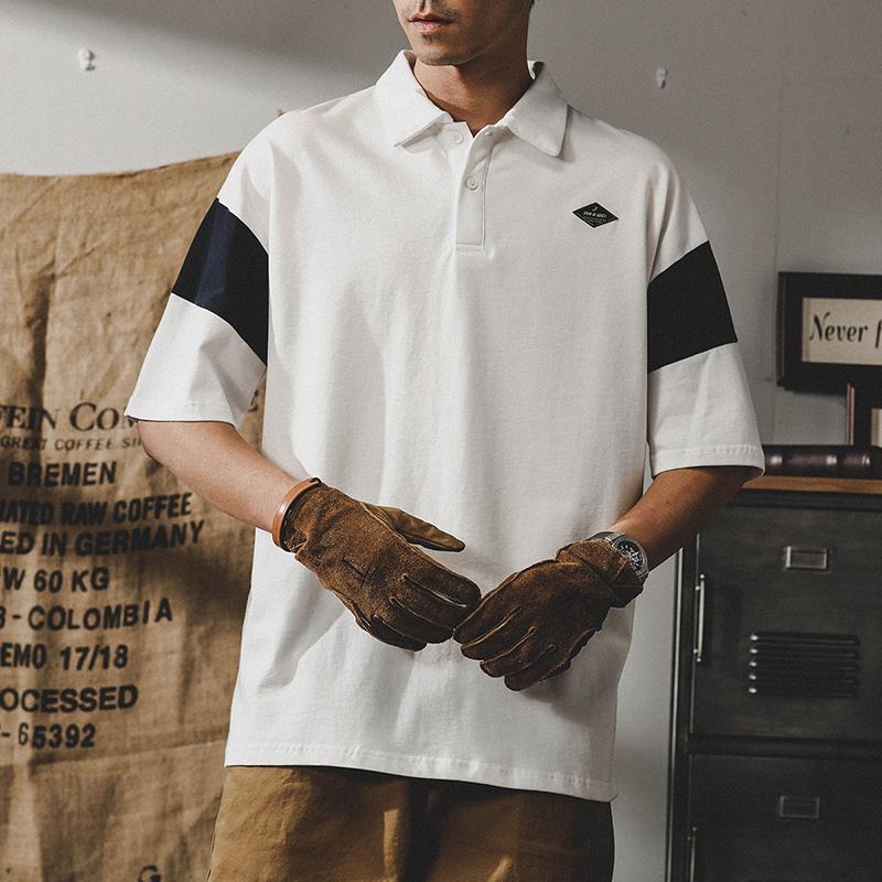 ポロシャツ カッコイイ 切り替え ビッグシルエット 英文字 半袖 シャツ メンズ シルケット加工 ゆったり アメカジ ストリート | ホームアイホーム