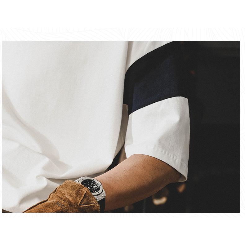 ポロシャツ カッコイイ 切り替え ビッグシルエット 英文字 半袖 シャツ メンズ シルケット加工 ゆったり アメカジ ストリート | ホームアイホーム | 18