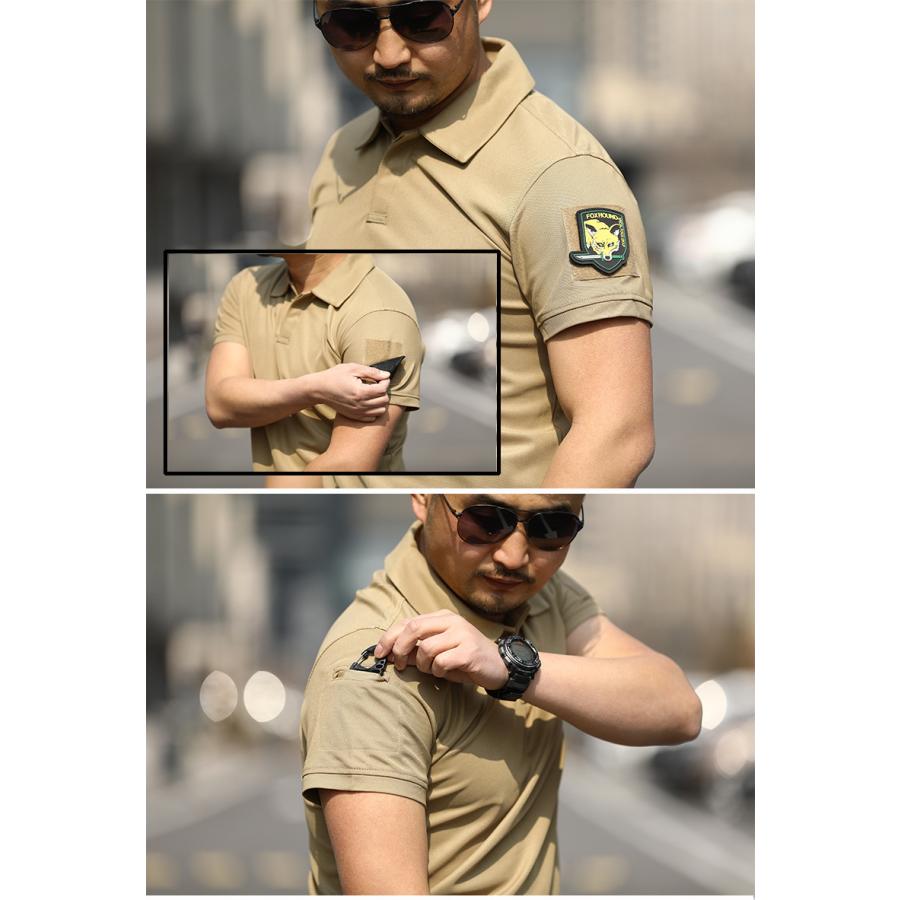 ミリタリーシャツ ポロシャツ 半袖 メンズ 無地 吸汗速乾スポーツウェア 通気 シンプル 襟付き アウトドア アミー トレーニング スポーツ ゴルフ | ホームアイホーム | 06