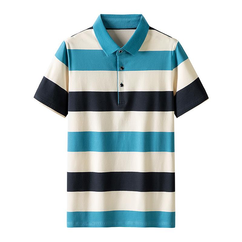 ゴルフウェア ポロシャツ メンズ ビジポロ 半袖 カラー配色 ボーダー柄 父の日 ビジネス 夏シャツ トップス テニス スポーツ カジュアル 仕事着 | ホームアイホーム | 03