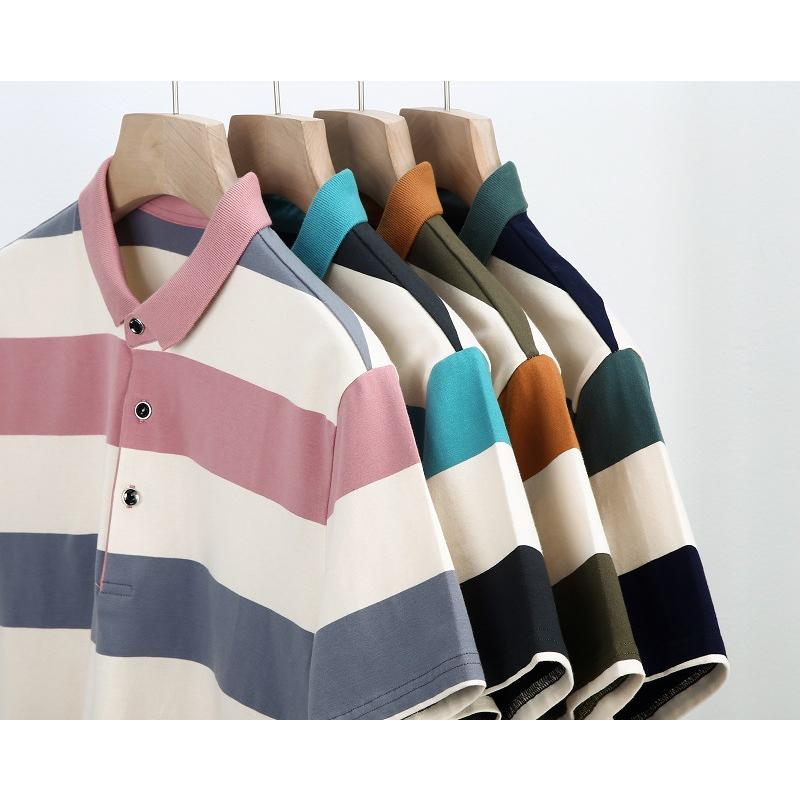 ゴルフウェア ポロシャツ メンズ ビジポロ 半袖 カラー配色 ボーダー柄 父の日 ビジネス 夏シャツ トップス テニス スポーツ カジュアル 仕事着 | ホームアイホーム | 06