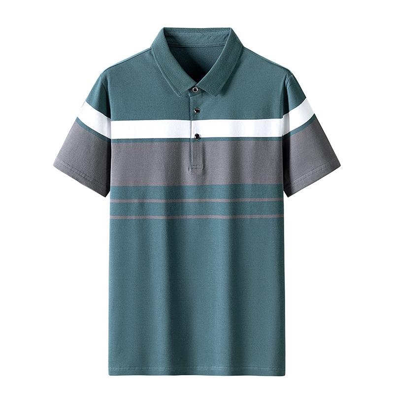 ゴルフウェア ポロシャツ メンズ ビジポロ 半袖 ボーダー柄 ストレッチ カラー配色 父の日 スリム ビジネス 夏シャツ トップス テニス スポーツ サマー | ホームアイホーム | 04