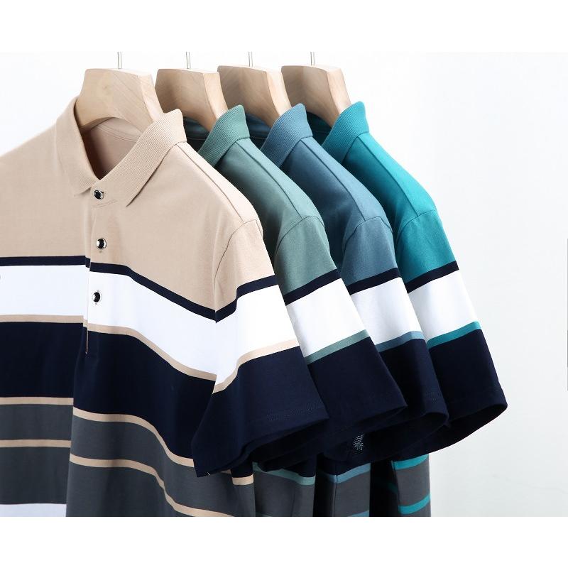 ビジポロ ポロシャツ 半袖 メンズ ボーダーシャツ おしゃれ カラー配色 きれいめ 通勤 カジュアル スポーツ ゴルフ トップス スリム コットン ストレッチ | ホームアイホーム | 06