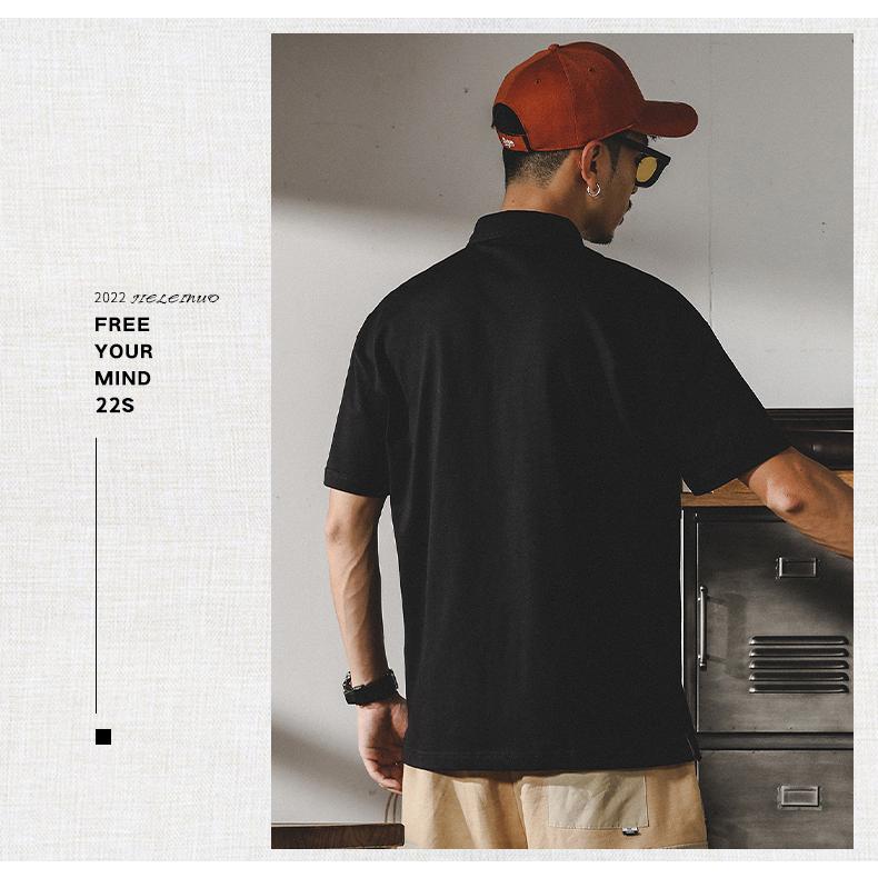 ポロシャツ 半袖 プルオーバーシャツ メンズ ポケット付き ビッグシルエット ワンポイント ストリート リゾート | ホームアイホーム | 10