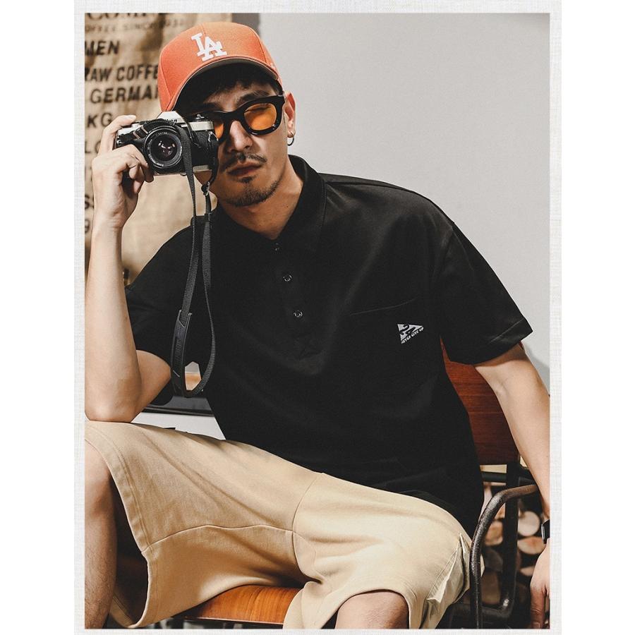 ポロシャツ 半袖 プルオーバーシャツ メンズ ポケット付き ビッグシルエット ワンポイント ストリート リゾート | ホームアイホーム | 11