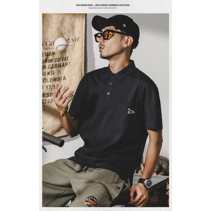 ポロシャツ 半袖 プルオーバーシャツ メンズ ポケット付き ビッグシルエット ワンポイント ストリート リゾート | ホームアイホーム | 13